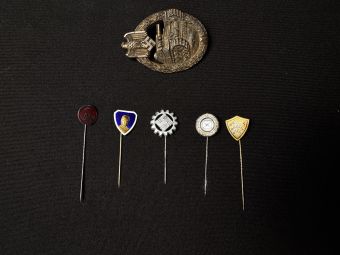 WWII German Panzer Badge and Civil Lapel Stickpin Lot