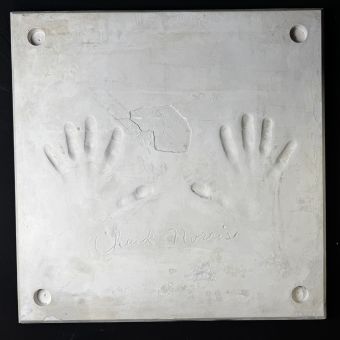 Chuck Norris Planet Hollywood Signed Plaster Handprints