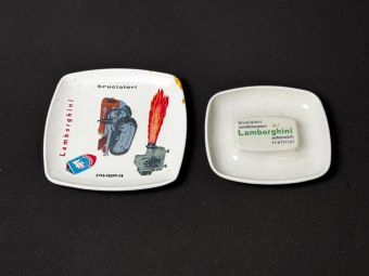 Vintage Lamborghini Trattrici & Bruciatori Melamine Ashtrays