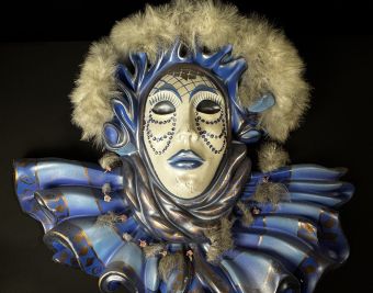 Harrah’s Casino Mardi Gras Pierrot Mask Set 1 of 2 in existence