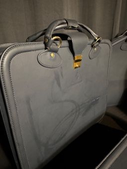 5 Piece Ferrari 512 TR Blue Leather Luggage Set by Schedoni